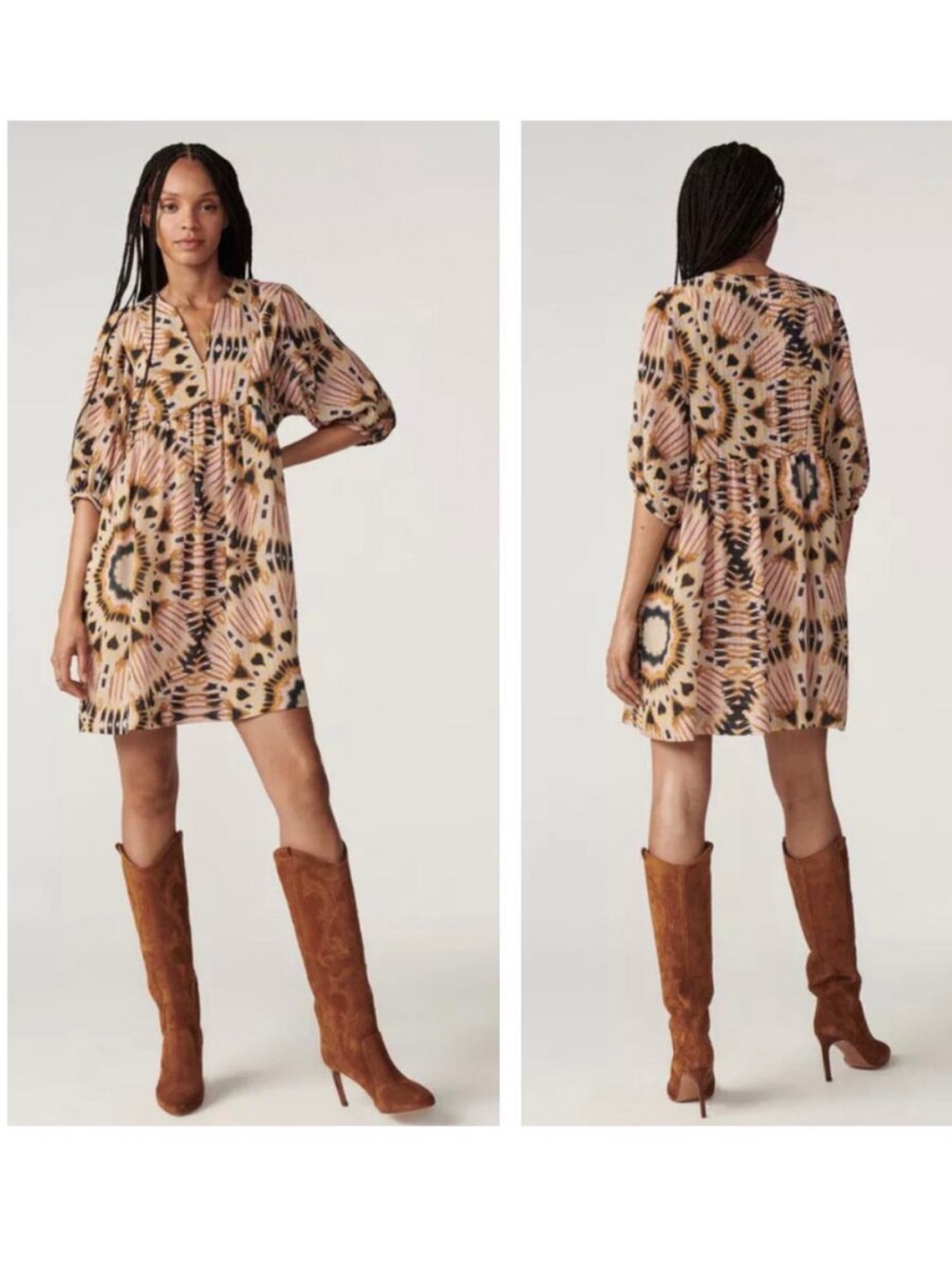 ba&sh Cleo Mini Dress Ikat Size Medium